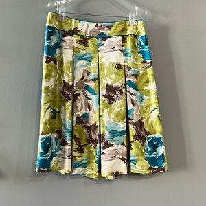 Talbots size 10 pleated skirt. Green, brown, turquoise.
